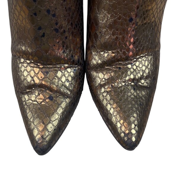 Miss Sofi Gold Snake Print Kitten Heels & Buckle Closure Ankle Booties Sz 35.5 - Picture 6 of 11